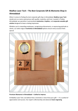 Madhav Laser Tech – The Best Corporate Gift & Momento Shop in Ahmedabad