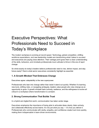 Executive Perspectives_ What Professionals Need to Succeed in Today’s Workplace