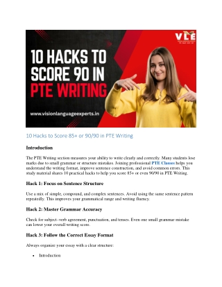 10 Hacks to Score 85  or 90/90 in PTE Writing