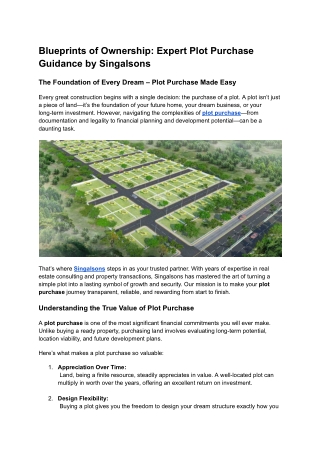 Blueprints of Ownership Expert Plot Purchase Guidance by Singalsons