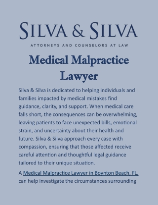 Medical Malpractice Lawyer in Boynton Beach, FL: Guidance Through Tough Times
