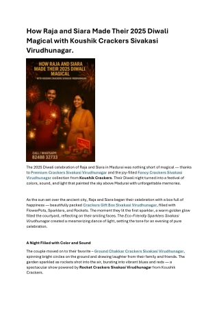 How Raja and Siara Made Their 2025 Diwali Magical with Koushik Crackers Sivakasi Virudhunagar