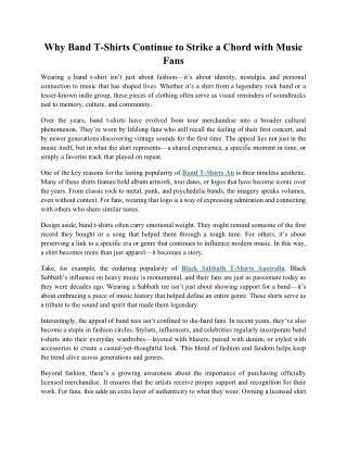 Why Band T-Shirts Continue to Strike a Chord with Music Fans