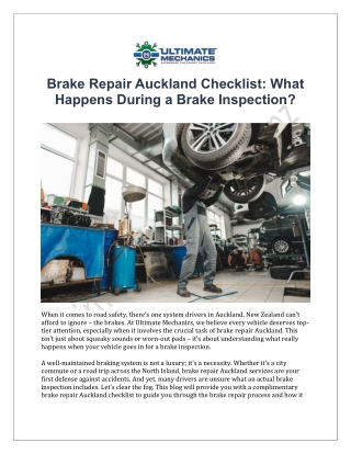 Brake Repair Auckland Checklist What Happens During a Brake Inspection