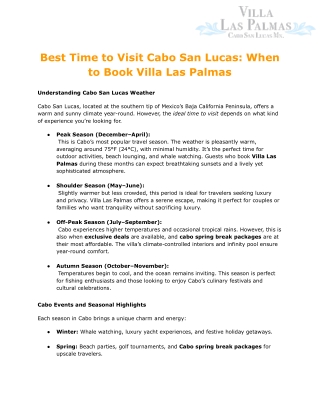 Best Time to Visit Cabo San Lucas_ When to Book Villa Las Palmas