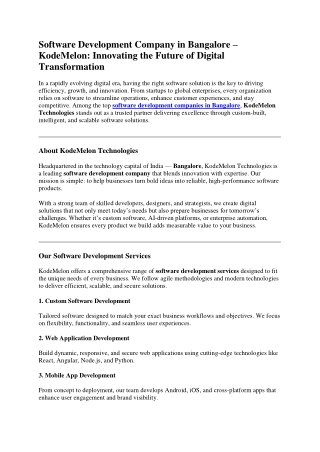 Software Development Company in Bangalore