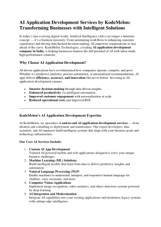 AI Application Development Services by KodeMelon