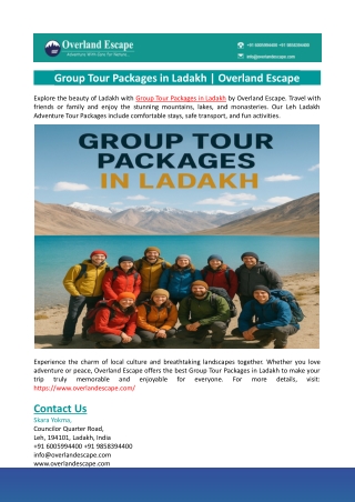 Group Tour Packages in Ladakh