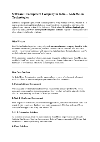 Software Development Company in India