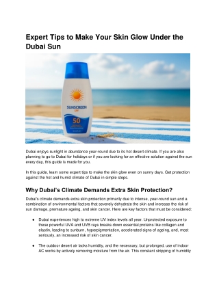 Expert Tips to Make Your Skin Glow Under the Dubai Sun