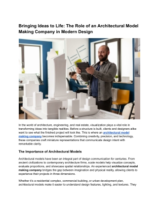 Transform Your Vision with a Trusted Architectural Model Making Company