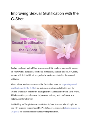 Improving Sexual Gratification with the G-Shot