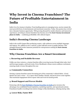 Why Invest in Cinema Franchises