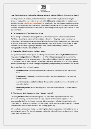 How Can You Choose the Best Partitions in Adelaide for Your Office or Commercial Space