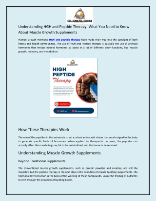 Understanding HGH and Peptide Therapy - What You Need to Know About Muscle Growth Supplements