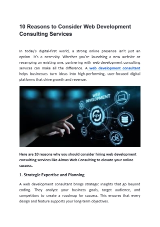 _10 Reasons to Consider Web Development Consulting Services - Almas Web Consulting