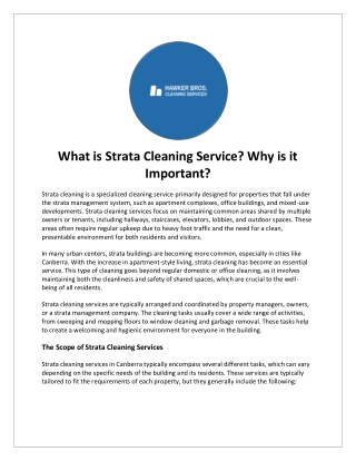 What is Strata Cleaning Service? Why is it Important?