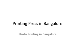 Printing Press in Bangalore