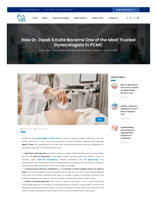 How Dr. Dipak S Kolte Became One of the Most Trusted Gynecologists in PCMC