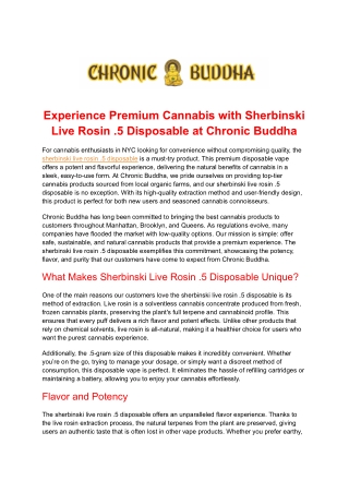 Experience Premium Cannabis with Sherbinski Live Rosin