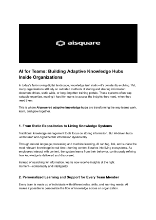AI for Teams_ Building Adaptive Knowledge Hubs Inside Organizations
