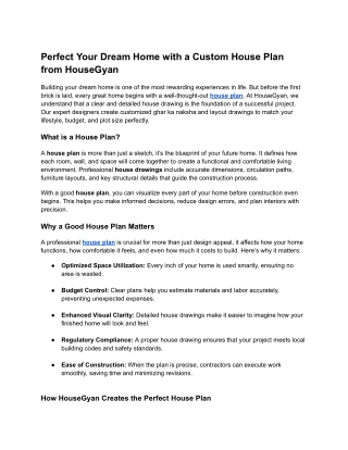 Perfect Your Dream Home with a Custom House Plan from HouseGyan
