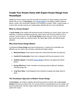 Create Your Dream Home with Expert House Design from HouseGyan