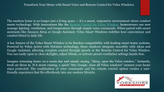 Transform Your Home with Smart Voice and Remote Control for Velux Window