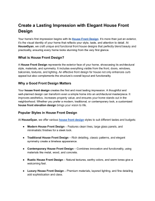 Create a Lasting Impression with Elegant House Front Design