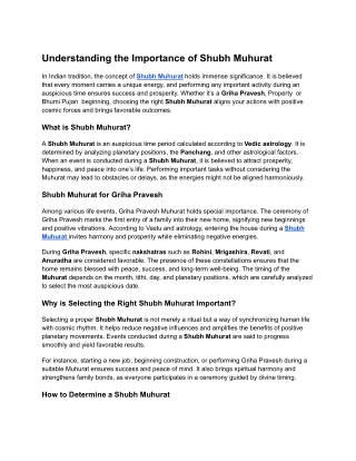 Understanding the Importance of Shubh Muhurat