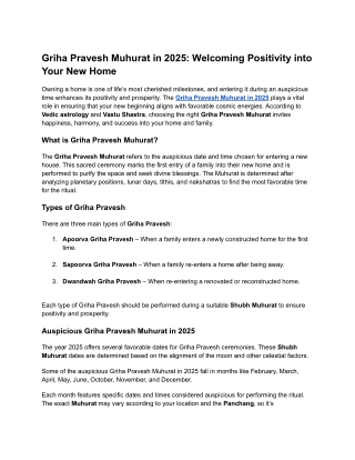 Griha Pravesh Muhurat in 2025_ Welcoming Positivity into Your New Home