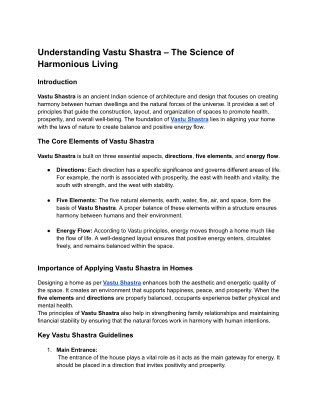 Understanding Vastu Shastra – The Science of Harmonious Living