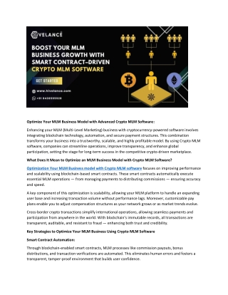 Boost Your MLM Business Growth with Smart Contract–Driven Crypto MLM Software