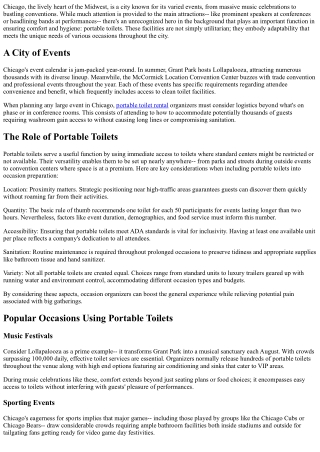 From Shows to Conventions: The Flexibility of Portable Toilets in Chicago Occasi