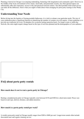 Chicago Porta Potty Rental for Festivals: What to Consider