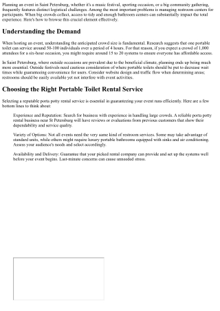 Best Practices For Managing Large Crowds With Efficient Restroom Solutions In Sa