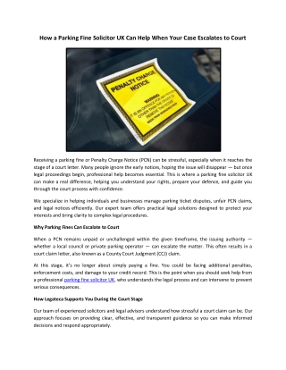 How a Parking Fine Solicitor UK Can Help When Your Case Escalates to Court