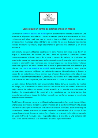 Cómo elegir un centro de estetica online en Madrid