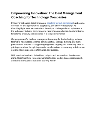 Empowering Innovation_ The Best Management Coaching for Technology Companies