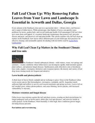 Benefits of Leaf Clean Up in Dallas and Acworth, Georgia