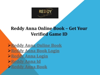 Reddy Anna Online Book – Get Your Verified Game ID