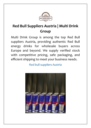 Red Bull Suppliers Austria | Multi Drink Group