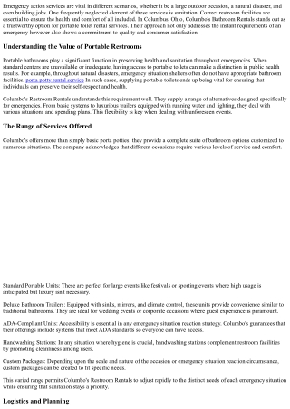 A Closer Take A Look At Emergency Response Providers with Columbo's Toilet Renta