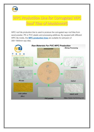WPC Production Line For Corrugated WPC Roof Tiles of MachineMG