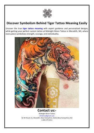 Discover Symbolism Behind Tiger Tattoo Meaning Easily