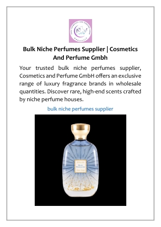 Bulk Niche Perfumes Supplier | Cosmetics And Perfume Gmbh