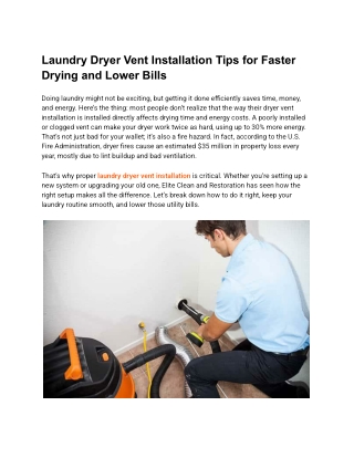 Expert Laundry Dryer Vent Installation Tips for Better Performance and Safety