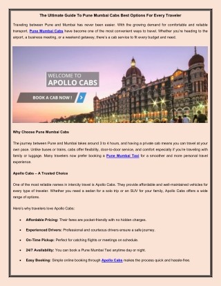 The Ultimate Guide To Pune Mumbai Cabs Best Options For Every Traveler