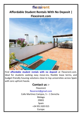 Affordable Student Rentals With No Deposit | Flexsirent.com