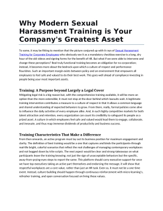 Why Modern Sexual Harassment Training is Your Company (1)